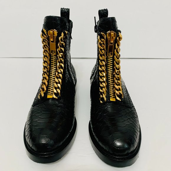 JEFFREY CAMPBELL LEATHER SNAKESKIN EMBOSSED ANKLE BOOTIE BOOTS NWOT - Picture 2 of 11